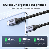 Câble Téléphone USB C UGREEN Charge Rapide 100W Câble Chargeur Type C PD100W 5A QC4.0 Câble Données USB pour iPhone Huawei