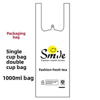Sacs à emporter jetables transparents en PP double couche de 8 microns d'épaisseur, sur mesure, pour gobelets de thé au lait ; taille gobelet 1000 ml