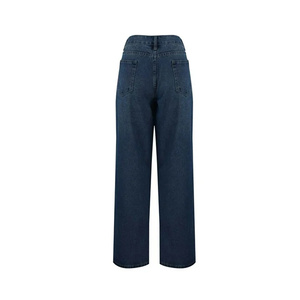 Jean en denim coupe droite ample avec détail à l'ourlet, taille haute, motif uni, écologique, pour un style décontracté raffiné - Product Image 6