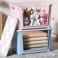 Caixa de Armazenamento Plástica Transparente com Abertura Frontal para Casa, Caixa de Armazenamento de Brinquedos e Roupas para Bebês, Caixa de Armazenamento Plástica
