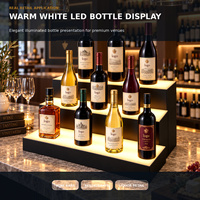 Support d'affichage pour bouteilles d'alcool LED blanc chaud personnalisé, étagère de bar éclairée à quatre niveaux avec logo