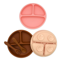 Assiettes à ventouse rondes en silicone incassables, antidérapantes, 100 % sans BPA, de qualité alimentaire, pour bébés et tout-petits