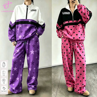 Ensemble sportif décontracté pour femme Loveda Factory, sweat-shirt à demi-zip à manches longues et pantalon de survêtement, imprimé numérique personnalisé, nouvelle collection