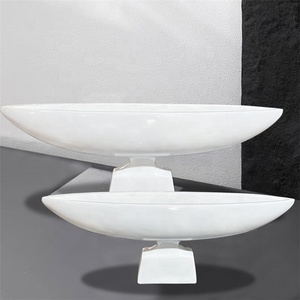 Elegante Vaso Bianco a Forma di Barca per Uso Domestico, Centrotavola di Alta Qualità per Giardino, Ciotola per Frutta - Product Image 3