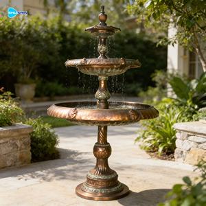 Grote antieke bronzen fonteinfabriek, hoogwaardige zelfstandige 3-traps waterfontein - Product Image 4