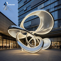 Sculpture en acier personnalisée avec son et lumière, installation d'art cinétique moderne pour la place urbaine, le hall d'hôtel
