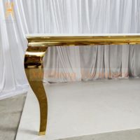 Table de salle à manger de mariage en acier inoxydable doré de style Dubaï avec plateau en MDF