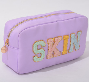 กระเป๋าเครื่องสำอางค์,กระเป๋าเครื่องสำอางสตรีปักลายตัวอักษรไลแลคผ้าไนล่อนอย่างหนาหลากสี - Product Image 2