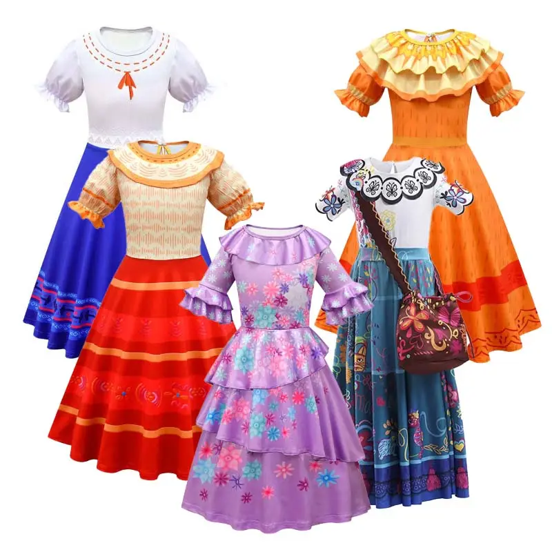 Halloween Cosplay Outfit Women Adult Princess Dresses Mirabel Isabella Encanto Adult Costume HCIS-017
