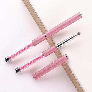 Ensemble de pinceaux à ongles rose nacré avec logo personnalisé pour ongles, poudre acrylique 3D, pinceau plat rond pour gel, liner, dégradé ombré, peinture, manucure - Product Image 5