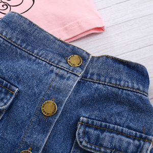 Conjuntos de Ropa para Niños, Traje de Verano para Niñas, Falda de Mezclilla con Tirantes, Venta al Por Mayor - Product Image 6