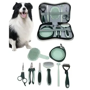 8 in 1 pet grooming products kit Nail clipper toothbrush comb brush Pet Hair removal kit Storage bag Cleaning grooming kit