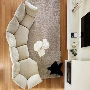 Divano Sezionale in Tessuto Petal, Stile Crema, per Grandi Soggiorni, Design Creativo Irregolare Angolare Curvo, per Appartamenti e Hotel - Product Image 4
