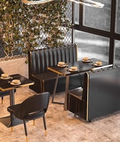 Ensemble Canapé de Luxe pour Restaurant, Table et Chaises de Salle à Manger Effet Marbre Noir, Banquettes pour Club, Café, Pub et Bar