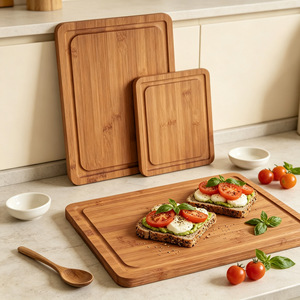 Bamboo Cutting Board <b>Set</b> 3Pcs Rectangle Carbonized Reversible For Kitchen Use - Product Image 2