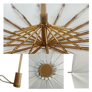 Parapluie compact manuel INS 21 pouces, ouverture manuelle, 16 baleines, coupe-vent, design pliable en 3 sections, motif floral japonais, protection minimaliste contre la pluie et le soleil, logo personnalisé - Product Image 3