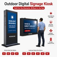 Kiosque d'affichage numérique extérieur haute luminosité 2500-5000 Nits avec capteur de lumière automatique, étanche IP65 pour écran de 55 pouces