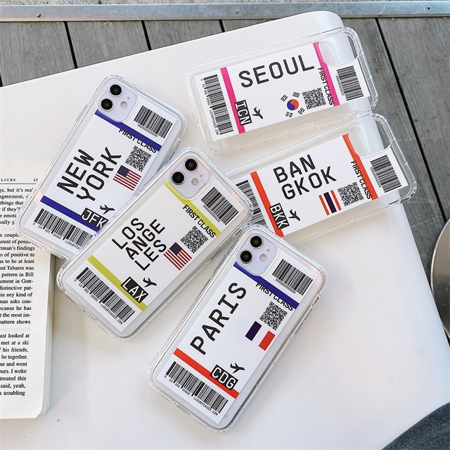 For iphone X Xr Xs Max 11 12 13 Pro 14plus Street Cases Flight Ticket for iphone 14 Pro Max case with Flag