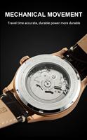 OEM Herren Luxus Iced Skeleton Edelstahl Lederarmband Wasserdichte Maßgefertigte Automatische Mechanische Uhr