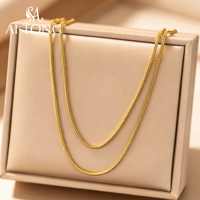 Collier en acier inoxydable plaqué or 18 carats, chaîne serpent, maillons cubains, fermoir OT, colliers superposés pour femmes, bijoux de mode, vente en gros