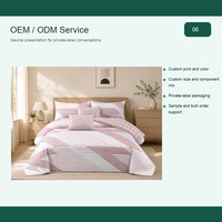 Vente en gros d'usine, ensemble de draps de lit 6 pièces en coton poly rayé rose, 250TC, Queen King, OEM ODM