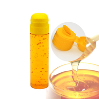 Bouteille de miel en plastique PET transparente mini de 2 oz/60 ml avec bouchon à rabat en PP de 28/410 28 mm avec un grand trou de goulot, pour le miel, la sauce