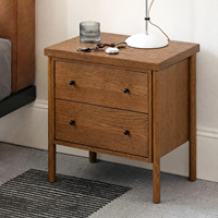 Table de chevet moderne en chêne, sur mesure, avec 2 tiroirs, console d'appoint en bois massif pour armoire de salle d'exposition