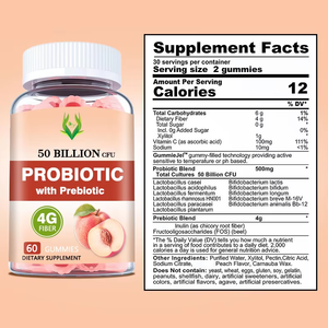 Venta al por mayor de gomitas probióticas directas con prebiótico con 50 mil millones de CFU apoyan la salud digestiva y ayudan a perder peso - Product Image 6