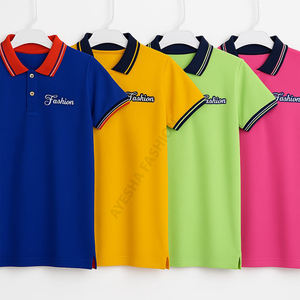 Vente en gros de t-shirts de golf anti-rides 100% coton tricotés avec poche en piqué à manches courtes pour enfants avec logo personnalisé - Product Image 5