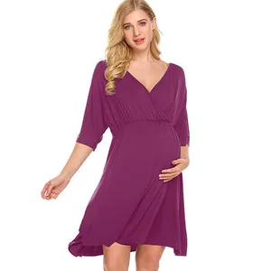 Оптовая Продажа модная одежда для беременных ночная рубашка для беременных женщин модал платье для беременных