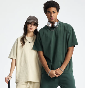T-shirt surdimensionné pour homme FLOWORA OEM en coton 100% respirant, tricoté sur mesure, avec logo imprimé DTG sur le devant - Product Image 4
