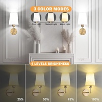 Lampe murale sans fil à LED de style américain, alimentée par batterie, avec abat-jour en tissu, idéale pour les couloirs d'hôtel, les salons et les chevets.