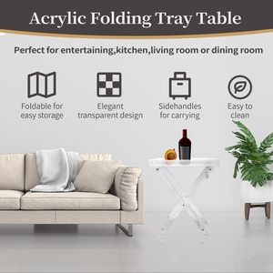 Table pliante en acrylique, plateau carré, plateau à boissons, petite table en acrylique transparente, table de service pour la cuisine et le bar, pour le salon - Product Image 5