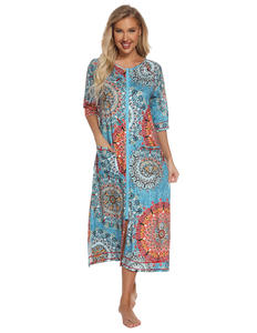 Venta al por mayor de <span class=keywords><strong>batas</strong></span> largas, vestido de verano, ropa de dormir de talla grande para mujer, pijama informal suelto para <span class=keywords><strong>lactancia</strong></span>, vestido de noche para mujer - Product Image 1