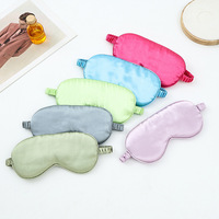 Masque de sommeil portable en satin noir, doux et soyeux, avec bande élastique, pour les voyages, l'avion, l'hôtel, la détente, cache-yeux
