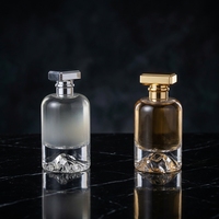 Botella de Perfume de Vidrio Transparente de Lujo, Cilíndrica y Vacía, de 30ml/50ml, con Tapa de Corona