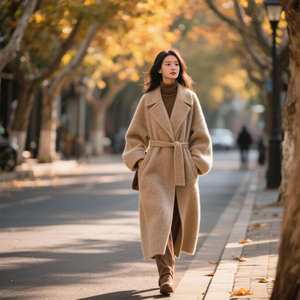 <span class=keywords><strong>Manteau</strong></span> en <span class=keywords><strong>laine</strong></span> de chameau double face sur mesure Weshallo, <span class=keywords><strong>manteau</strong></span> pour <span class=keywords><strong>femme</strong></span> de luxe surdimensionné d'automne avec ceinture, col boutonné, doublure en <span class=keywords><strong>laine</strong></span> - Product Image 3