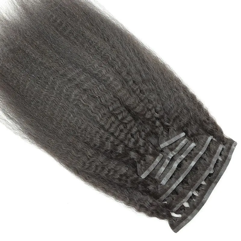 Fermaglio riccio crespo crudo In extension capelli umani naturali a forma di corpo cambogiano Clip invisibile senza soluzione di continuità nelle estensioni dei capelli