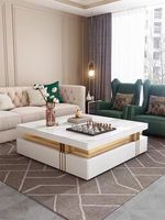 Nouvelle collection de meubles de salon : Table basse, meuble TV, table d'appoint et table centrale carrée, blanc et noir, prix usine, pour la maison et l'hôtel