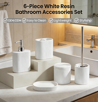 Ensemble d'accessoires de salle de bain durables 6 pièces, accessoires de bain bleu marine, porte-brosse à dents, distributeur de savon liquide, 2 porte-cotons-tiges