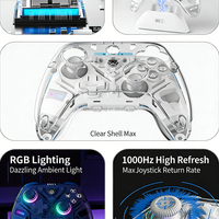 Manette de jeu sans fil K20 Tri-mode à double vibration RGB Hall pour console vidéo NS Switch/PC/Android avec station de charge