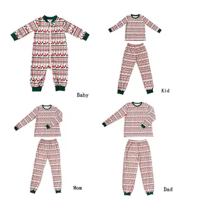 高品质圣诞定制驼鹿图案婴儿儿童家庭休闲睡衣