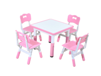 Meubles de conception moderne multicolores bon marché Activité pour enfants Table en plastique réglable 60*60cm 4 chaises