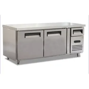 Refrigerador de acero inoxidable para restaurantes comerciales, mesa de trabajo, debajo del mostrador