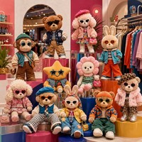 Peluche rétro de luxe des années 70, ours, singe, caniche, lapin, étoile, fleur, figurine en peluche