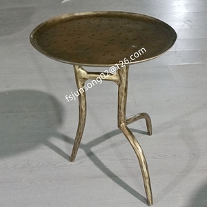 JS ZGF27 classico metallo <span class=keywords><strong>mobili</strong></span> in ottone antico tavolino in ferro forgiato irregolare tre gambe piccolo tavolino da salotto - Product Image 6