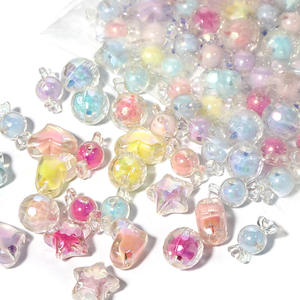 Wholesale Spot Candy Color Electroplated <b>Acrylic</b> Loose <b>Beads</b> <b>Plastic</b> Middle DIY Beaded Hairline Accessories - Product Image 3