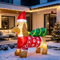 Décoration de Noël gonflable de 2,1 m pour extérieur, chien saucisse portant un sapin de Noël, avec lumières LED pour affichage en jardin