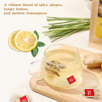 Thé au citron et au gingembre 100% naturel, herbes saines, feuilles entières aromatisées, options d'emballage variées : sachet, vrac, boîte, tasse, emballage sous vide, bouteille