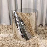 Table d'appoint moderne en acier inoxydable couleur unie, finition brillante, personnalisable, haut de gamme, pour appartement